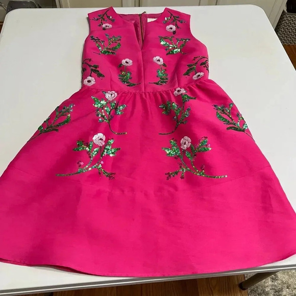 Kate Spade Fit and Flare Floral Embellished Pink Women's Dress Size 00 - Picture 13 of 16